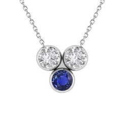 3 Stenen Hanger Ronde Sri Lanka Saffier & Diamant 3 Karaat Goud