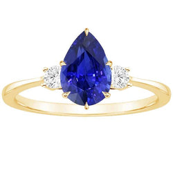 3 Stenen Jubileumring Peer Blauwe Saffier & Diamanten 4,25 Karaat