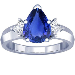 3 Stenen Jubileumring Peer Ceylon Saffier & Diamanten 3,50 Karaat
