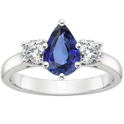 3 Stenen Jubileumring Peer Ceylon Saffier & Diamanten 4,50 Karaat