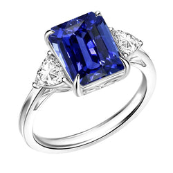 3 Stenen Trouwring Smaragd Saffier & Triljoen Diamanten 3,50 Karaat