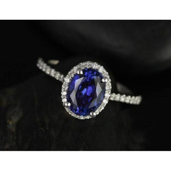 3 ct ovale Sri Lankaanse saffier diamanten ring massief goud 14K