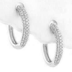 3 ct ronde diamanten dames hoepel oorbel 14K witgoud