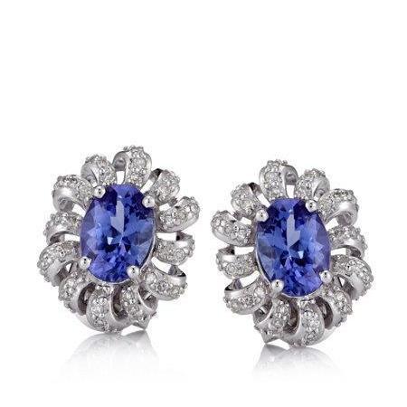 3 ct tanzaniet en diamanten dame oorknopjes gouden sieraden - harrychadent.nl