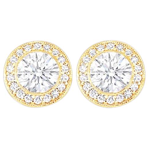 3 ct. Ronde Diamant Halo Stud Earring Goud Geel Nieuw - harrychadent.nl