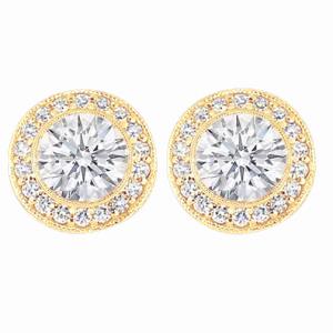 3 ct. Ronde Diamant HaloStud oorbel Goud Geel Nieuw - harrychadent.nl