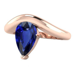 3 karaat Solitaire Peer Ceylon Sapphire Ring Dames Edelsteen Sieraden