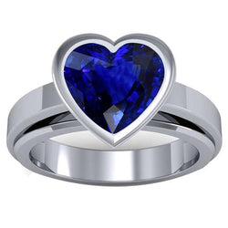 3 karaat blauwe saffier solitaire ring hartvormige ring set goud 14K