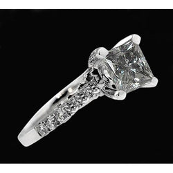 3 karaat diamanten prinses geslepen ring met accenten wit goud 14K