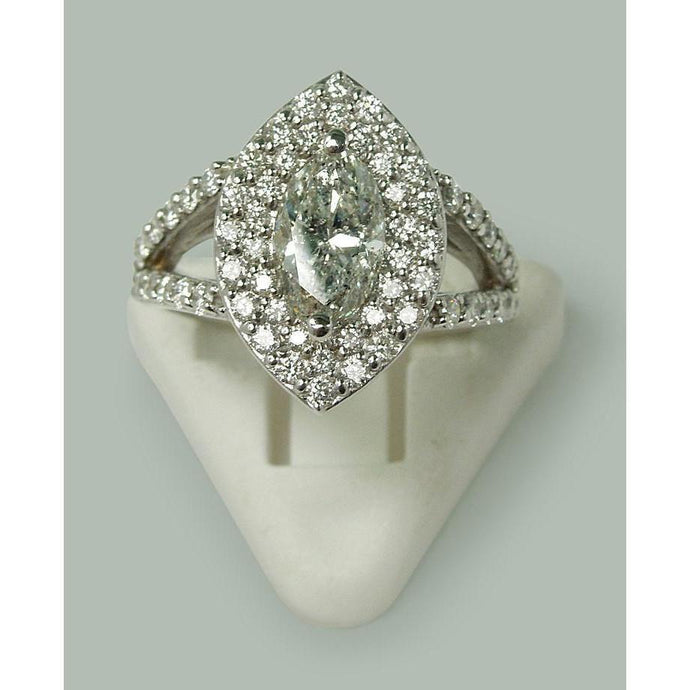 3 karaat dubbele Halo Marquise diamanten verlovingsring gespleten schacht - harrychadent.nl