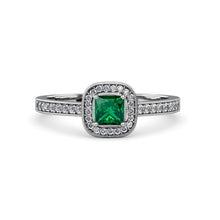 Afbeelding in Gallery-weergave laden, 3 karaat groene smaragd met diamanten trouwring goud wit 14K - harrychadent.nl

