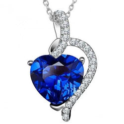 3 karaat hart blauwe saffier en diamanten hanger gouden sieraden Nieuw
