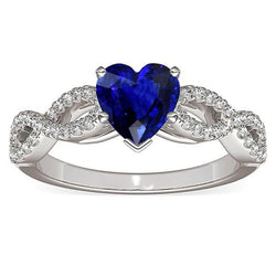 3 karaat hart edelsteen blauwe saffier diamanten ring Infinity stijl