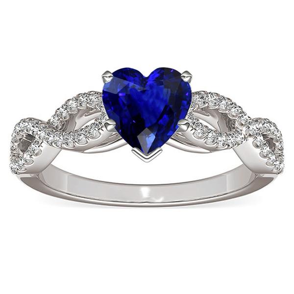 3 karaat hart edelsteen blauwe saffier diamanten ring Infinity stijl - harrychadent.nl