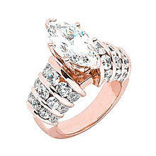 Afbeelding in Gallery-weergave laden, 3.01 karaat markiezin diamanten verlovingsring met accenten rosé goud 14K - harrychadent.nl
