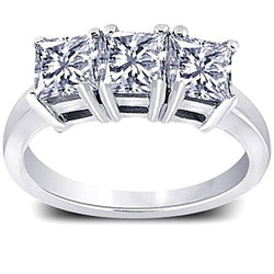 3 karaat prinses diamanten drie stenen verlovingsring wit goud 14K