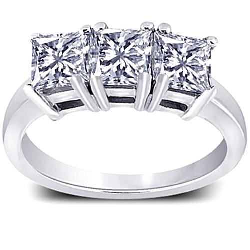 3 karaat prinses diamanten drie stenen verlovingsring wit goud 14K - harrychadent.nl