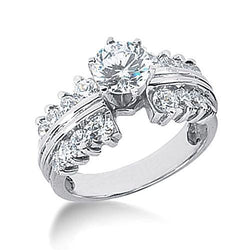 3 karaat ronde antieke stijl diamanten jubileum ring wit goud 14k