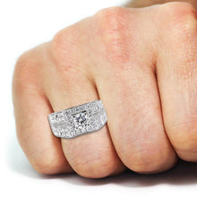 Afbeelding in Gallery-weergave laden, 3 karaat ronde diamanten jubileum herenring wit goud 14k - harrychadent.nl
