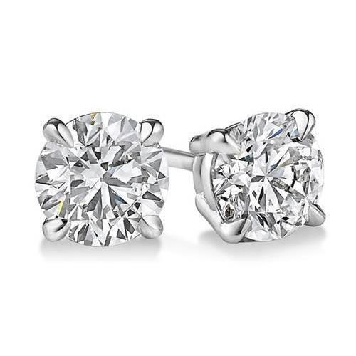 3 karaat ronde diamanten studs dames oorbel wit goud - harrychadent.nl