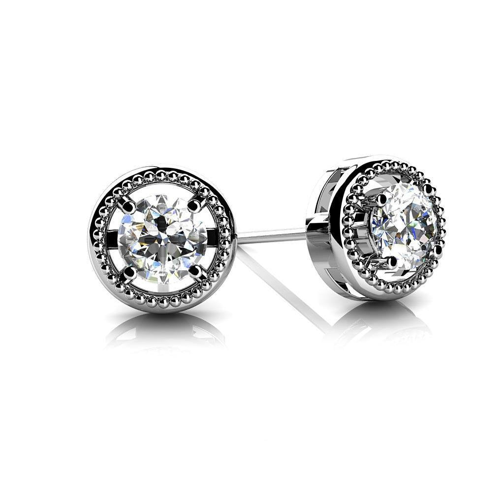 3 karaat sprankelende diamanten cirkel gehuisvest Stud Earring wit goud 14K - harrychadent.nl