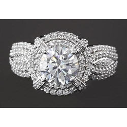 3 karaat vintage look jubileum ring ronde diamant wit goud 14k