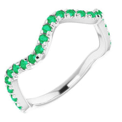 3 karaat vrije vorm Shank Ring groene smaragd stenen wit goud 14K