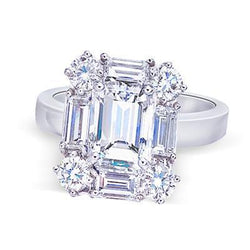 3 karaats Emerald Center diamanten verlovingsring wit goud 14K