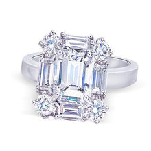 Afbeelding in Gallery-weergave laden, 3 karaats Emerald Center diamanten verlovingsring wit goud 14K - harrychadent.nl
