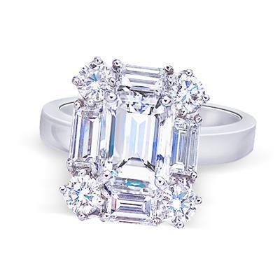 3 karaats Emerald Center diamanten verlovingsring wit goud 14K - harrychadent.nl
