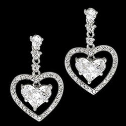3 karaats hartvormige diamanten oorbellen in hartstijl Dangle Earring wit goud