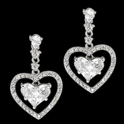 3 karaats hartvormige diamanten oorbellen in hartstijl Dangle Earring wit goud - harrychadent.nl