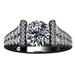 3 karaats ronde diamanten zwart gouden 14K ring met accenten sieraden Nieuw