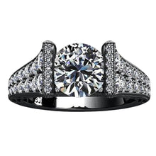 Afbeelding in Gallery-weergave laden, 3 karaats ronde diamanten zwart gouden 14K ring met accenten sieraden Nieuw - harrychadent.nl
