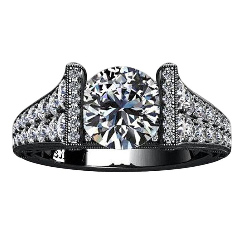 3 karaats ronde diamanten zwart gouden 14K ring met accenten sieraden Nieuw - harrychadent.nl