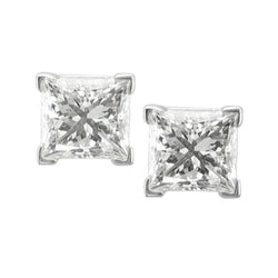 3 kt Princess Cut Diamond Stud Earring 14K witgoud