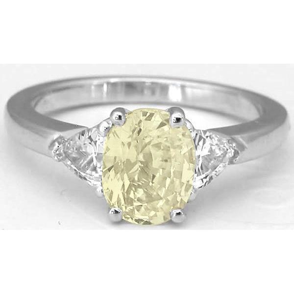 3 steen 4,50 ct. Ovale gele saffier en diamanten ring wit goud - harrychadent.nl