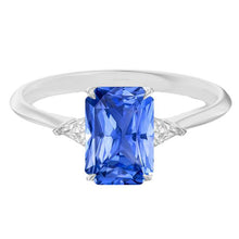 Afbeelding in Gallery-weergave laden, 3 steen blauwe saffier ring kleine biljoen diamanten sieraden 2,75 karaat - harrychadent.nl

