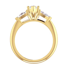 Afbeelding in Gallery-weergave laden, 3 steen Marquise Diamond &amp; Trilliants Ring met bijpassende band geel goud
