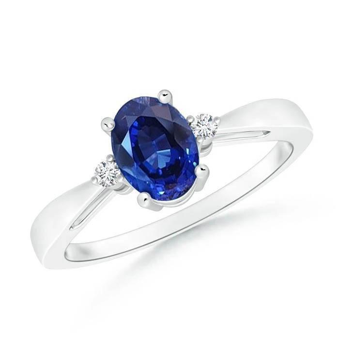 3 stenen Sri Lanka blauwe saffier & diamanten ring 3.20 karaat Nieuw - harrychadent.nl