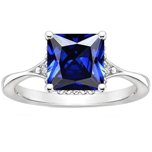 3 stenen diamant en prinses geslepen Sri Lankaanse saffier ring 3,75 karaat - harrychadent.nl