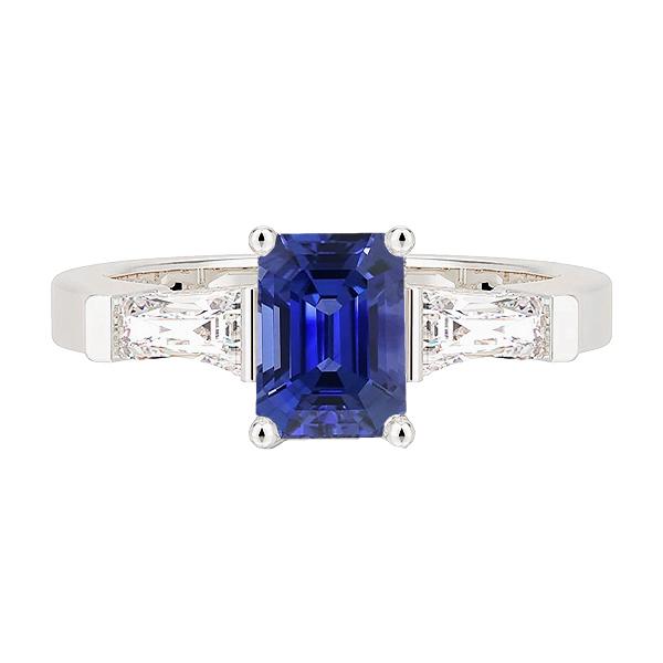 3 stenen diamanten smaragd blauwe saffier verlovingsring 2,50 karaat - harrychadent.nl