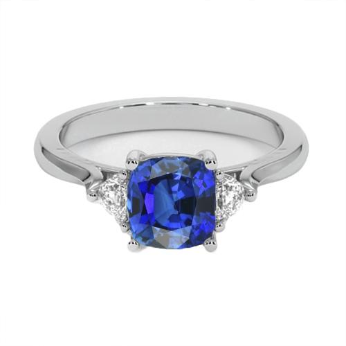 3 stenen diamanten verlovingsring met een blauwe saffier 2,75 karaat Nieuw - harrychadent.nl