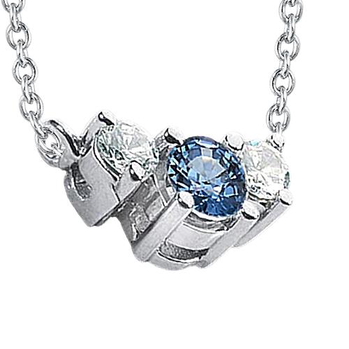 3 stenen edelsteen hanger 1,45 ct. Blauwe diamanten 14K witgoud - harrychadent.nl