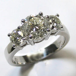 3 stenen grote ronde diamanten ring fijne sieraden 5 karaat 14K witgoud