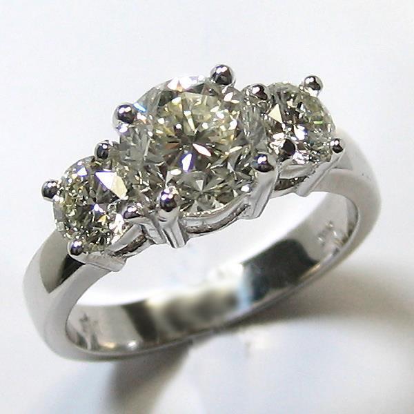 3 stenen grote ronde diamanten ring fijne sieraden 5 karaat 14K witgoud - harrychadent.nl