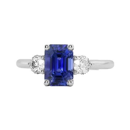 3 stenen natuurlijke blauwe saffier smaragd ring & diamanten 3 karaat - harrychadent.nl