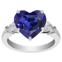 3 stenen peer diamanten Ceylon saffier ring 4 karaat gouden sieraden
