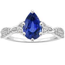 Afbeelding in Gallery-weergave laden, 3 stenen ring Ceylon saffier &amp; ronde diamanten accenten 3,75 karaat - harrychadent.nl
