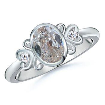 3 stenen ring ovale oude mijnwerker diamanten ring set 1,25 karaat hartstijl - harrychadent.nl